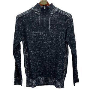XRay Jeans Quarter Zip Mock Neck Marled Black Sweater Medium